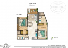 Riviera Palm Beach Wongamat Condo Pattaya - 2 bedroom apartment plans - 8